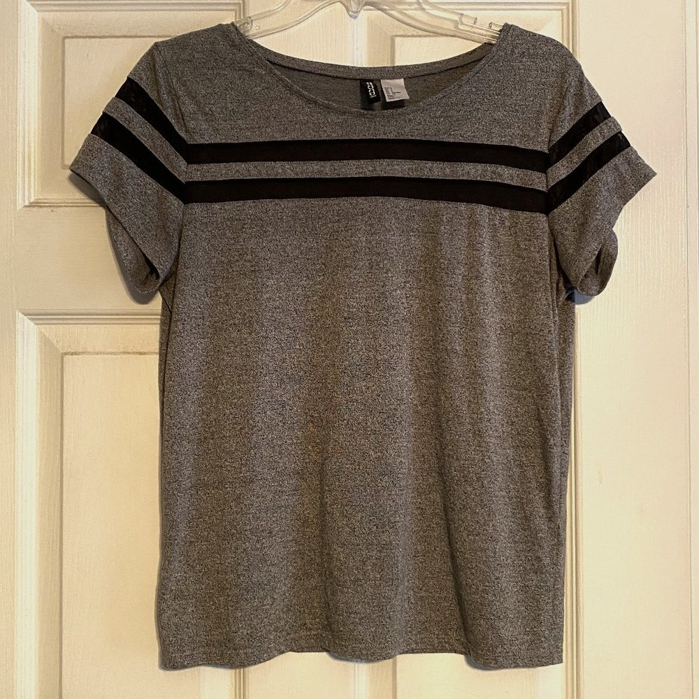 Gray top with mesh details